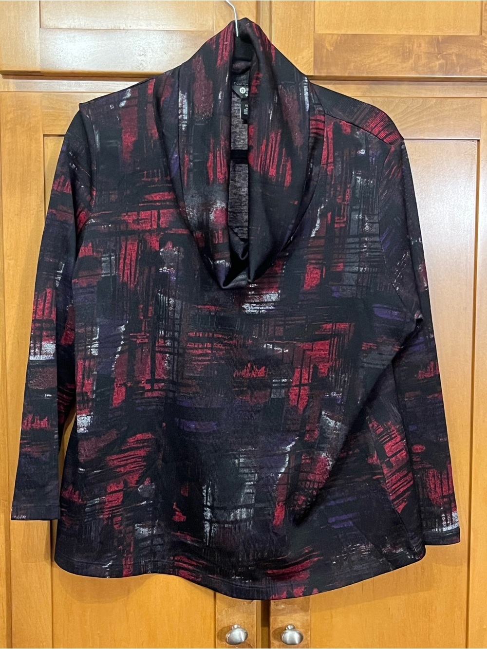 Haggar Clothing Co. Petite Abstract Print Cowl Neck Top XL/TG